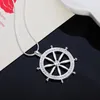 Wisiorki moda 925 srebrny naszyjnik dla kobiet biżuteria kryształ cyrkon marynarz sterowca wisiorek urodzinowy