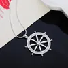 Anhänger Mode 925 Sterling Silber Halskette Für Frauen Schmuck Kristall Zirkon Sailor Rudder Anhänger Geburtstag Geschenke Hochzeit Party