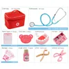 Verktyg Workshop Doctor Toys for Children Set Kids Wood Preteny Play Kit Games Girls Red Dentist Medicine Box Tygväskor 231030