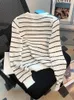 Dames Truien Casual Lange mouwen Lente Knitwear Trui Streep Gebreide Tops O-hals Koreaans Slank Elegant Dames Trui Dun Jersey