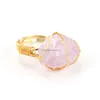 Cluster Rings Wire Wrap Natural Stone Irregar Lapis Lazi Amethyst Tiger Eye Opal Pink Crystal Adjustable Ring For Women Jewelry Drop D Dhfrz