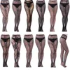 Women Socks Novelty Fishnet Pantyhose Sexy Hollow Tights Lace Black Thigh High Stockings Lingerie Plus Size Female