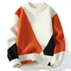 Мужские свитера, осенне-зимний свитер с круглым вырезом, повседневный молодежный модный трикотаж, цвет оранжевого пальто, свободное