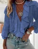 Polos femininos moda topo blusas camisa 2023 plissado hem botão blusa frontal roupas femininas roupas t-shirts pulôver topos