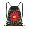 Shopping Bags Mexican Spanish Flowers Drawstring Backpack Lightweight Traditional Textile Gym Sports Sackpack Sacks For