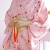 Abbigliamento etnico Kimono tradizionale giapponese da donna Colore rosa Stampe floreali Classico Yukata Abito da esibizione Abbigliamento da cosplay Vestaglia da notte