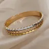 Bracelet DODOHAO 316L en acier inoxydable en couches ovales chaîne d'ondulation ouverte bracelets pour femme conception or rose argent couleur bijoux