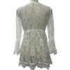 Casual Dresses Stunning Summer Lace Crochet Mini Bikini Cover Up Dress Deep V-neck Long Sleeve High Waist Beachwear For A Loose Flattering