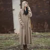 Casacos de Trench das Mulheres Nini Wonderland Outono Inverno Algodão Com Capuz Casual 2023 Mulheres Único Breasted Solto Casaco Robe Feminino Longo Outerwear