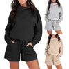 Women's Shorts Women 2 Piece Outfits Loose Sweatsuits Fashion Cowl Neck Sweatshirts & Set Jogger Tracksuit