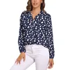 Blouses pour femmes Chemisier imprimé dalmatien bleu et blanc design élégant femme à manches longues chemises de mode de rue printemps vêtements surdimensionnés