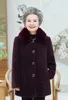 Frauen Trenchcoats Samt Woolen Einreiher Mantel Winter Jacke Alter Mode Herbst Pelz Kragen Warme Oma