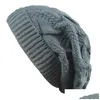 Beanie/Skull Caps 6 färger Fashion Twist Hip Hop Hat Plover Reverse Edge Sticke Autumn and Winter Warm Uni Wool Pile Drop Delivery FA DH6SM