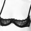 Sutiãs femininos meia xícara sutiã tops transparentes push up sheer lace print lingeries ajustáveis espaguete alças de ombro 1/4 copos underwire