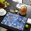 Table Mats Christmas Snowflake Blue Mat Holiday Kitchen Dining Decor Placemat Wedding Party Napkin