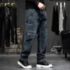 Jeans da uomo larghi da uomo taglie forti 40 44 pantaloni denim tasche moda cargo streetwear pantaloni larghi uomo fondo grande 231027