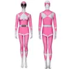 Cosplay adulto super-heróis mei rosa ranger macacão cosplay traje halloween masquerade festa bodysuit