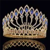 Moda cristallo metallo grande corona nuziale diademi rosa corona nuziale gioielli per capelli spettacolo diadema regina re corona W0104300v