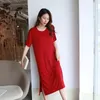 Women's Sleepwear Night Dress Ladies Spring Summer Nightgowns Short-Sleeved Modal Cotton Long Nightshirt Homewear Large Size Women