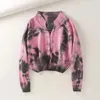 Kvinnors stickor Cwomen Autumn Asual Tie Dye Overized Long Batwing Sleeve Cardigan Winter V Neck Single Breasted Sticked tröja kappa Kvinna