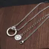 Pendants Emith Fla 925 Sterling Silver Designer Necklace Vintage Circle Smiling Pendant Fashion Jewelry Men Women