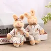 Plush Dolls Cute Linen Teddy Bear Keychain Women Couple Country style Rabbit On Bag Car Trinket Female Wedding Party Toy Girls Gift 231030