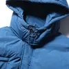 Vintage Large Pockets Down Jackets Man Hooded Solid Color Loose Warm Casual 2024 Winter Coats