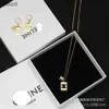 CE Separated Arc De Triomphe Classic Fashionable Square Plate Plating 3D Hollow Necklace Sweater Bone Chain