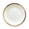 Assiettes de Restaurant, plateau de table en céramique, mariage occidental, bord doré, vaisselle de luxe dorée, porcelaine