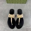 Designer Slides Damen Flip Flops Leder Damen Sandale mit doppeltem Metall Schwarz Weiß Braun Hausschuhe Sommer Strand Sandalen mit Box