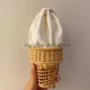 Shoulder Bags Ice Cream Bag Bag Wicker Women's Bag Ollow Women's Fun Wallet Soulder Bag Beach Bagstylishhandbagsstore