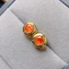 Studörhängen Bezel Ställa in naturlig Opal Real Red Orange Women's Earriings Fina smycken 925 Silver