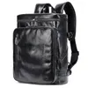 Ryggsäck mode läder bacpack för män manlig laptop väska retro mäns stora kapacitet kohuddator