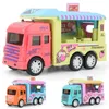 Diecast Model Cartoon Inertia Vending Car Children Gift Cart Dining Van Hamburger Pizza Truck Ice Cream Shop Boy Girl Play House Toy 231030