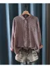 Women's Blouses Polka Dots Pattern Double Layers Cotton Yarn Long Sleeve Shirt Blouse 2023 Autumn