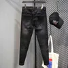 Mäns jeansdesigner Spring och Autumn New Fashion Märke för män Tung industrin Hot diamanttryck elastisk passform mångsidig svarta byxor 9tkj