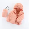 Down Coat Children Jacket Private Baby Hooded Thin Section Wear Children's Cotton Cotton-padded Pure Color