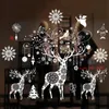 Wall Stickers Large White Christmas Window Snowflake Elk Xmas Tree Sticker Merry Decorations for Home Navidad Year 2024 231030