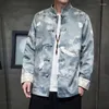 Men's Jackets Suede Printed Tang Suit Jacket Chinese Style Retro Plate Button Hanfu Loose Large Size Casual Tops