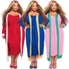 Arbetsklänningar Kvinnor Plus Size 2 Piece Set Autumn bunden Body Shaping Tank Long Dress Full Sleeve Open Stitch Color Block Patchwork Coat