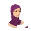 Acessórios de cabelo Moda Muçulmana Underscarf Mulheres Inner Hijab Caps Algodão Lenços Turbante Cor Sólida Lenço Islâmico Turbante Drop Dhbec