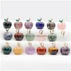 Charms Wholesale Apple Shape Natural Stone Pendants Crystal Opal Amethyst Charm Pendant For Diy Necklace Earrings Craft Drop Delivery Dh60R