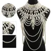 Shawls Women Imitation Pearl Beaded Body Chain Shawl Handmade Jewelry Bib Necklace Collar Vintage Luxurious Layered Costume 231027