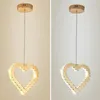 Taklampor LED Crystal Chandeliers Heart-Shape Pendant Lighting Fixture Modern Hängande för matsal Living Bedroom Cafe