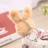 Plush Dolls Cute Linen Teddy Bear Keychain Women Couple Country style Rabbit On Bag Car Trinket Female Wedding Party Toy Girls Gift 231030