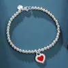 Chaînes Bracelets de luxe pour femmes Bracelet Tiff Designer Love Heart Émail Pendentif Chaîne de main Femme Tiffanjewelry S925 Silver Girl Handchains Bracelet Z6uu