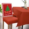 Chair Covers Christmas Santa Tree Plaid Stretch Cover 4pcs Elastic Seat Protector Case Slipcovers Dining Room Home Decoration