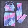 Yoga Outfit Femmes Tie Dye Sportswear Set Leggings d'entraînement Push Up Pant Gym Shorts sans couture Fitness Sports Bra Survêtement Suit8621477