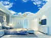 Wallpapers Custom Mural Wall Paper 3D Stereoscopic Dream Sky Blue White Cloud Ceiling Background