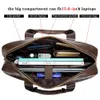 Bortkörningar laoshizi herrar läder väska kontor messenger portfölj man äkta läder 15.6 "bärbara väskor manliga handväskor crossbody 14 dator 231030